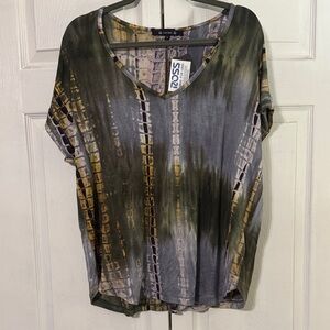 Multicolor V-Neck Women's Blouse
